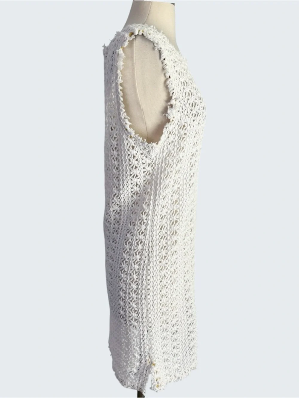 Free People Beach Thrifty Eyes White Crochet Beachy Boho Mini Dress Women’s M - Picture 6 of 10